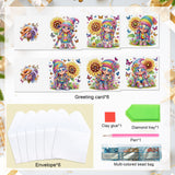 6 pcs Diamond Art Painted Greeting Card, Sunflower Rainbow Color Hat 5D DIY Special Shape Diamond Card Creative Gift, Christmas Thanksgiving Greeting Card Congratulation