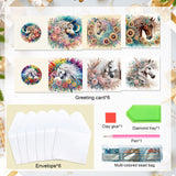 6 pcs Diamond Art Painted Greeting Card, Horse Sunflower 5D DIY Special Shape Diamond Card Creative Gift, Christmas Thanksgiving Greeting Card Congratulation