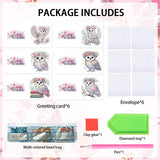 6pcs Diamond Art Painting Kit Greeting Card, Wreath Owl 5D DIY Special Shape Diamond Greeting Card Creative Gifts, Christmas Thanksgiving Greeting Card Congratulation