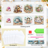 6 pcs Diamond Art Painted Greeting Card, Beach Turtle 5D DIY Special Shape Diamond Card Creative Gift, Christmas Thanksgiving Greeting Card Congratulation