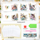 6pcs Diamond Painting Kit Greeting Card, Bee Flower 5D DIY Diamond Handmade Holiday Greeting Card with Envelope, Christmas Gift Congratulation