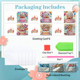 6pcs Diamond Painting Kit Greeting Card, Quirky Ladies 5D DIY Diamond Handmade Holiday Greeting Card with Envelope, Christmas Gift Congratulation
