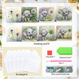 6pcs Diamond Art Painting Kit Greeting Card, Little Elephant Dandelion 5D DIY Special Shape Diamond Greeting Card Creative Gifts, Christmas Thanksgiving Greeting Card Congratulation