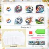 6pcs Diamond Art Painting Set Greeting Card, Fire Football 5D DIY Special Shape Diamond Greeting Card Creative Gifts, Christmas Thanksgiving Greeting Card Congratulation
