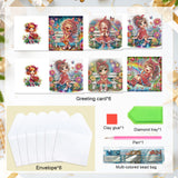 6pcs Diamond Art Painting Set Greeting Card, Swing Rainbow 5D DIY Special Shape Diamond Greeting Card Creative Gifts, Christmas Thanksgiving Greeting Card Congratulation
