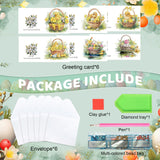 6pcs Diamond Painting Kit Greeting Card, Flower Bunny 5D DIY Diamond Handmade Holiday Greeting Card with Envelope, Christmas Gift Congratulation