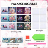 6pcs Diamond Art Painting Kit Greeting Card, Blooming Rose Bouquet 5D DIY Special Shape Diamond Greeting Card Creative Gifts, Christmas Thanksgiving Greeting Card Congratulation