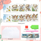 8 pcs Diamond Art Painted Greeting Card, Bee Bear Butterfly 5D DIY Special Shape Diamond Card Creative Gift, Christmas Thanksgiving Greeting Card Congratulation