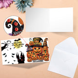 6pcs Diamond Painting Kit Greeting Card, Halloween Happy Pumpkin 5D DIY Diamond Handmade Holiday Greeting Card with Envelope, Christmas Gift Congratulation