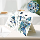 6pcs Diamond Painting Kit Greeting Card, Pretty Butterfly 5D DIY Diamond Handmade Holiday Greeting Card with Envelope, Christmas Gift Congratulation