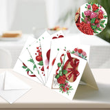 6pcs Diamond Painting Kit Greeting Card, Love Red Rose 5D DIY Diamond Handmade Holiday Greeting Card with Envelope, Christmas Gift Congratulation