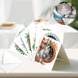 6pcs Diamond Painting Kit Greeting Card, Sleeping Cat 5D DIY Diamond Handmade Holiday Greeting Card with Envelope, Christmas Gift Congratulation
