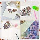 6pcs Diamond Art Painting Kit Greeting Card, Flower Butterfly Kitten 5D DIY Special Shape Diamond Greeting Card Creative Gifts, Christmas Thanksgiving Greeting Card Congratulation