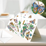 6pcs Diamond Painting Kit Greeting Card, Butterfly 5D DIY Diamond Handmade Holiday Greeting Card with Envelope, Christmas Gift Congratulation