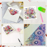 6 pcs Diamond Art Painted Greeting Card, Vase Beautiful Flowers 5D DIY Special Shape Diamond Card Creative Gift, Christmas Thanksgiving Greeting Card Congratulation
