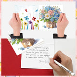 8 pcs Diamond Art Painted Greeting Card, Pretty Flower 5D DIY Special Shape Diamond Card Creative Gift, Christmas Thanksgiving Greeting Card Congratulation