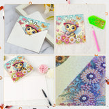 6pcs Diamond Art Painting Kit Greeting Card, Bee in the Sea of Flowers 5D DIY Special Shape Diamond Greeting Card Creative Gifts, Christmas Thanksgiving Greeting Card Congratulation