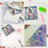 6 pcs Diamond Art Painted Greeting Card, Flower Love 5D DIY Special Shape Diamond Card Creative Gift, Christmas Thanksgiving Greeting Card Congratulation