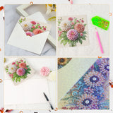 6pcs Diamond Art Painting Kit Greeting Card, Peony Flower 5D DIY Special Shape Diamond Greeting Card Creative Gifts, Christmas Thanksgiving Greeting Card Congratulation