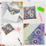 6 pcs Diamond Art Painted Greeting Card, Leopard in Flower 5D DIY Special Shape Diamond Card Creative Gift, Christmas Thanksgiving Greeting Card Congratulation
