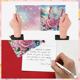 8 Pieces Flower Butterfly Diamond Art Painted Greeting Cards, 5D DIY Special Shape Diamond Creative Gifts, Greeting Card Sets Gifts Birthday Thanksgiving Greeting Card Congratulations