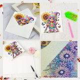 6 pcs Diamond Art Painted Greeting Card, Sunflower Rainbow Color Hat 5D DIY Special Shape Diamond Card Creative Gift, Christmas Thanksgiving Greeting Card Congratulation