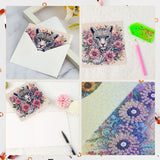 6 pcs Diamond Art Painted Greeting Card, Butterfly Flower Bush Owl 5D DIY Special Shape Diamond Card Creative Gift, Christmas Thanksgiving Greeting Card Congratulation
