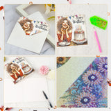 6 pcs Diamond Art Painted Greeting Card, Birthday Gift Kitten 5D DIY Special Shape Diamond Card Creative Gift, Christmas Thanksgiving Greeting Card Congratulation