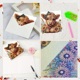 6pcs Diamond Painting Kit Greeting Card, Sunflower Yellow Cow 5D DIY Diamond Handmade Holiday Greeting Card with Envelope, Christmas Gift Congratulation