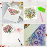6pcs Diamond Art Painting Kit Greeting Card, Tulip Rose Small Hundred Flower Bouquet 5D DIY Special Shape Diamond Greeting Card Creative Gifts, Christmas Thanksgiving Day Greeting Card Congratulation