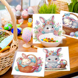 6pcs Diamond Art Painting Kit Greeting Card, Rabbit 5D DIY Diamond Handmade Holiday Greeting Card with Envelope, Christmas Gift Congratulations