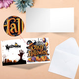 6pcs Diamond Painting Kit Greeting Card, Halloween Pumpkin 5D DIY Diamond Handmade Holiday Greeting Card with Envelope, Christmas Gift Congratulation