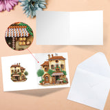 6pcs Diamond Painting Kit Greeting Card, Ideal House 5D DIY Diamond Handmade Holiday Greeting Card with Envelope, Christmas Gift Congratulation