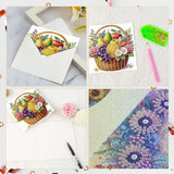 6pcs Diamond Painting Kit Greeting Card, Fruit Blue 5D DIY Diamond Handmade Holiday Greeting Card with Envelope, Christmas Gift Congratulation