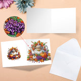 6pcs Diamond Painting Kit Greeting Card, Pumpkin 5D DIY Diamond Handmade Holiday Greeting Card with Envelope, Christmas Gift Congratulation