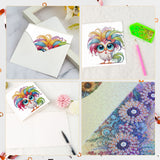 6pcs Diamond Art Painting Kit Greeting Card, Rainbow Colour Big Eye Chick 5D DIY Special Shape Diamond Greeting Card Creative Gift, Christmas Thanksgiving Greeting Card Congratulation