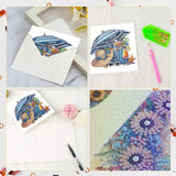 6pcs Diamond Painting Kit Greeting Card, Summer Cool 5D DIY Diamond Handmade Holiday Greeting Card with Envelope, Christmas Gift Congratulation
