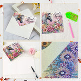 6pcs Diamond Art Painting Kit Greeting Card, Flower Horse 5D DIY Special Shape Diamond Greeting Card Creative Gift, Christmas Thanksgiving Greeting Card Congratulation