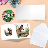 6pcs Diamond Painting Kit Greeting Card, Horse 5D DIY Diamond Handmade Holiday Greeting Card with Envelope, Christmas Gift Congratulation