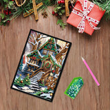 DIY Diamond Painting Christmas Theme Notebook Kit, Diamond Cover Blank Page, 5D Crystal Water Diamond Art, Perfect Gift for Friends and Family