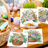 6pcs Diamond Art Painting Kit Greeting Card, Flower Basket 5D DIY Diamond Handmade Holiday Greeting Card with Envelope, Christmas Gift Congratulation
