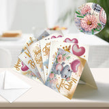 6pcs Diamond Painting Kit Greeting Card, Little Elephant Fawn 5D DIY Diamond Handmade Holiday Greeting Card with Envelope, Christmas Gift Congratulations