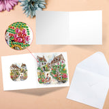 6pcs Diamond Painting Kit Greeting Card, Ideal House Bicycle 5D DIY Diamond Handmade Holiday Greeting Card with Envelope, Christmas Gift Congratulation