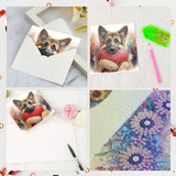 6pcs Diamond Art Painting Kit Greeting Cards, Love German Shepherd 5D DIY Special Shape Diamond Greeting Cards Creative Gifts, Christmas Thanksgiving Greeting Cards Congratulation