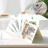 6pcs Diamond Painting Kit Greeting Card, Wolfdog 5D DIY Diamond Handmade Holiday Greeting Card with Envelope, Christmas Gift Congratulation