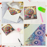 6 Pieces Diamond Art Painted Greeting Cards, Trendy Music Elderly 5D DIY Special Shape Diamond Card Creative Gifts, Christmas Thanksgiving Greeting Cards Congratulation