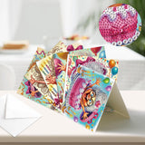 6pcs Diamond Painting Kit Greeting Card, Quirky Ladies 5D DIY Diamond Handmade Holiday Greeting Card with Envelope, Christmas Gift Congratulation