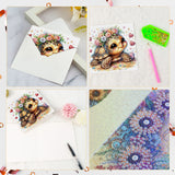 6 pcs Diamond Art Painted Greeting Card, Beach Turtle 5D DIY Special Shape Diamond Card Creative Gift, Christmas Thanksgiving Greeting Card Congratulation