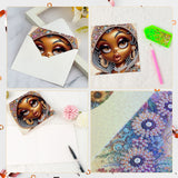 6pcs Diamond Art Painting Kit Greeting Card, Big Eyes Red Lips Ladies 5D DIY Special Shape Diamond Greeting Card Creative Gifts, Christmas Thanksgiving Greeting Card Congratulation