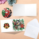 6pcs Diamond Painting Kit Greeting Card, Birdie 5D DIY Diamond Handmade Holiday Greeting Card with Envelope, Christmas Gift Congratulation